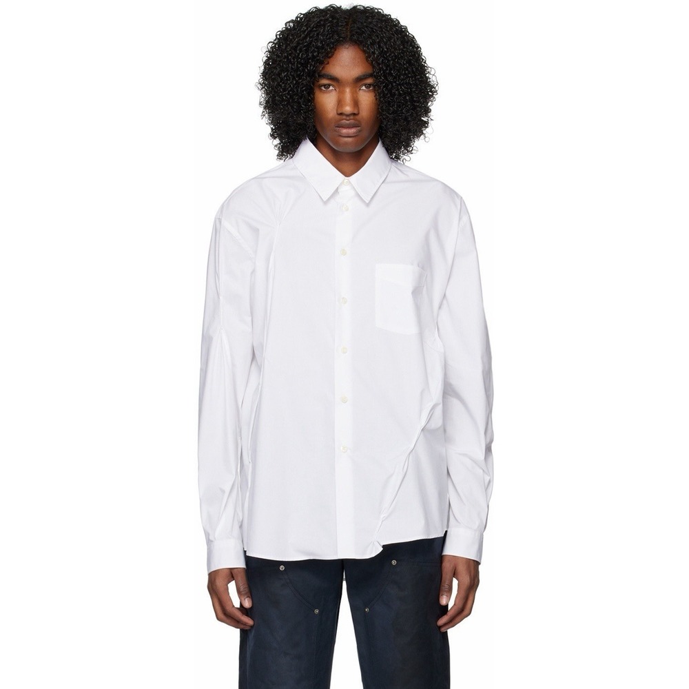 424 White 100% Cotton Poplin Button Up Dress Shirt Mens Size Large‎ Pintuck
